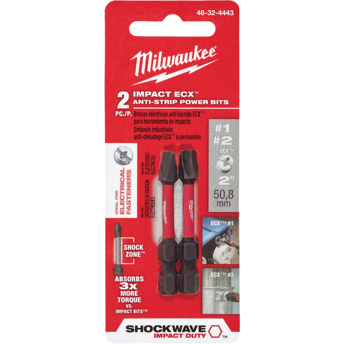Milwaukee 2Pc Ecx 2" Power Bit Set 45242293322 eBay