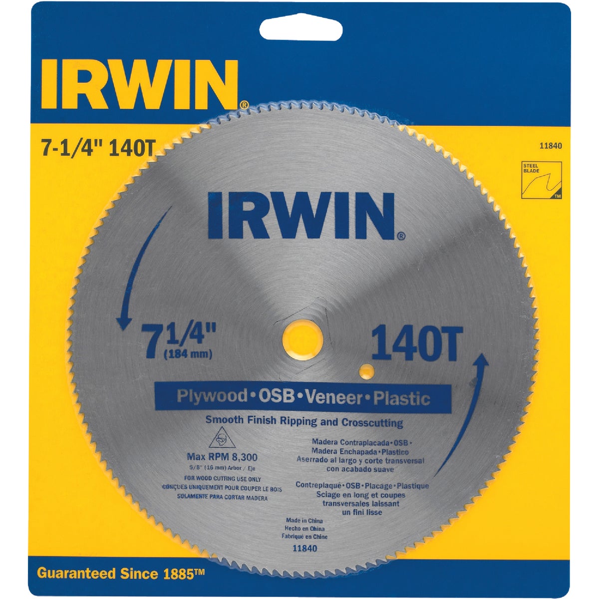 Irwin 71/4" 140T Saw Blade 24721118400 eBay