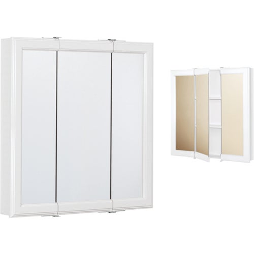 Continental Cabinets White 24 In. W x 24 In. H x 4-1/2 In. D Tri-View Surface Mount Medicine Cabinet