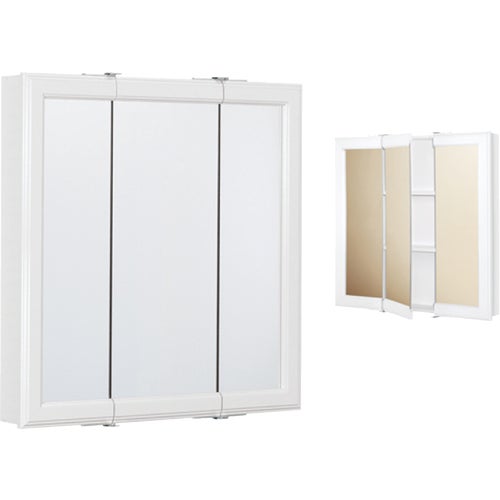 Continental Cabinets White 30 In. W x 28-3/4 In. H x 4-1/2 In. D Tri-View Surface Mount Medicine Cabinet