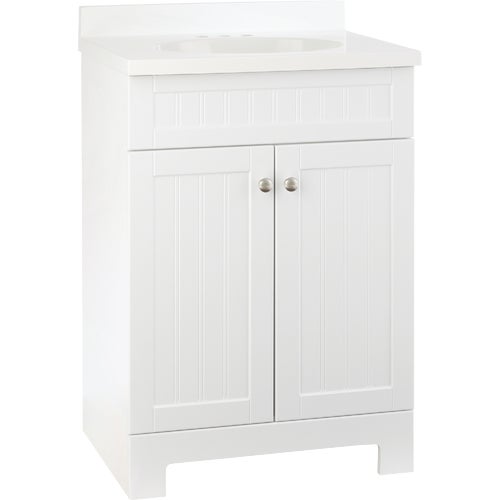 Continental Cabinets Edgewater White 25 In. W x 37-1/2 In. H x 18-1/2 In. D Vanity with Cultured Marble Top