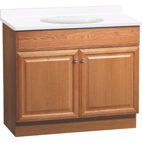 Continental Cabinets Richmond Oak 36-1/2 In. W x 35-1/4 In. H x 18-1/2 In. D Vanity with Cultured Marble Top