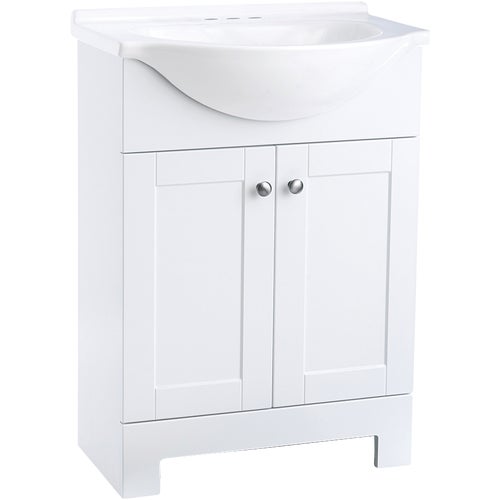 Continental Cabinets European White 24 In. W x 33-1/2 In. H x 12-1/2 In. D Vanity with Cultured Marble Top