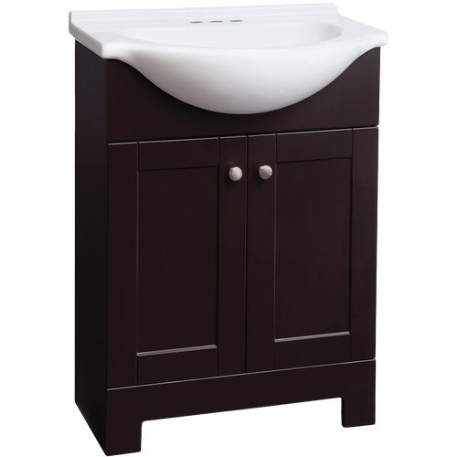 Continental Cabinets European Espresso 24 In. W x 33-1/2 In. H x 12-1/2 In. D Vanity with Cultured Marble Top