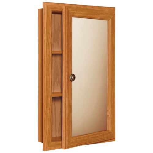 Continental Cabinets Oak 15.75 In. W x 25.75 In. H x 4.75 In. D Single Mirror Surface/Recess Mount Medicine Cabinet