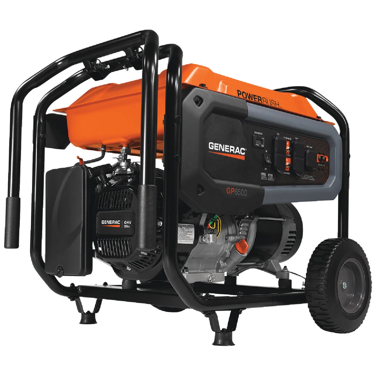 Generac 6500W Gasoline Powered Recoil Pull Start Portable Generator 561748