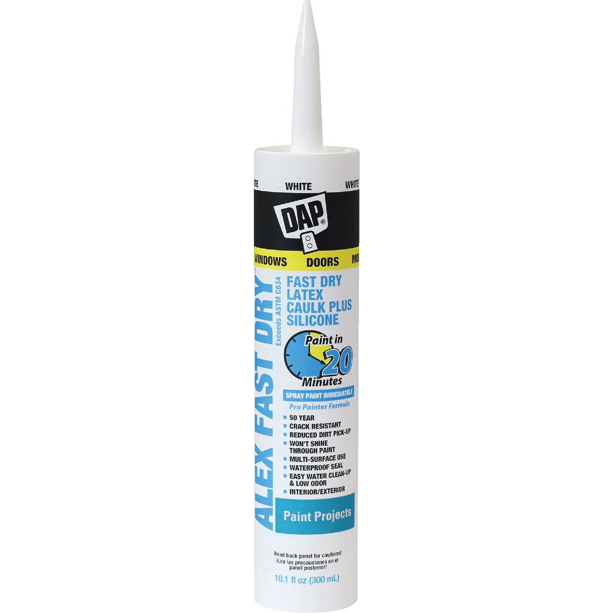 DAP ALEX FAST DRY 10.1 Oz. White Siliconized Acrylic Latex Caulk