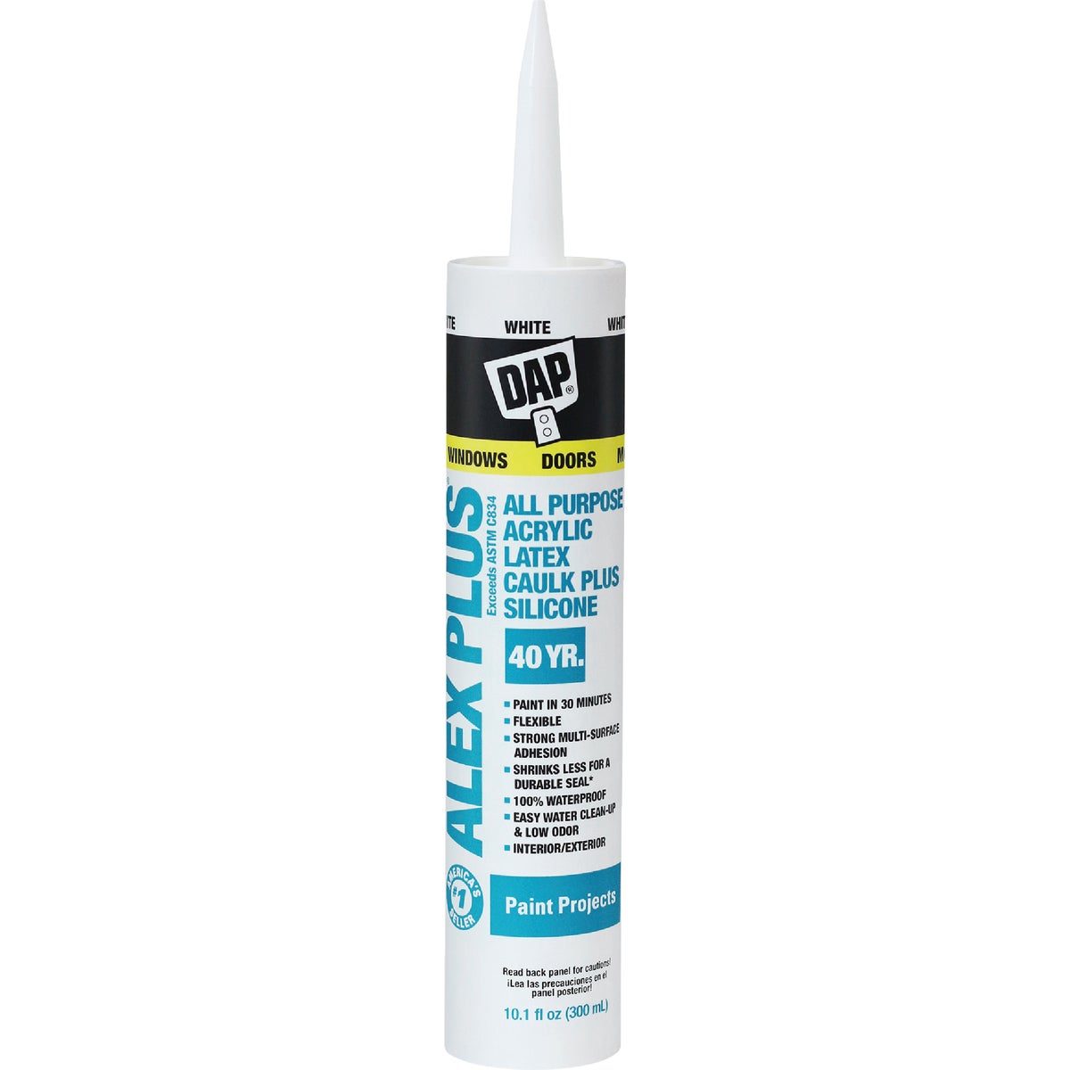 DAP ALEX PLUS All Purpose 10.1 Oz. White Siliconized Acrylic Latex Caulk