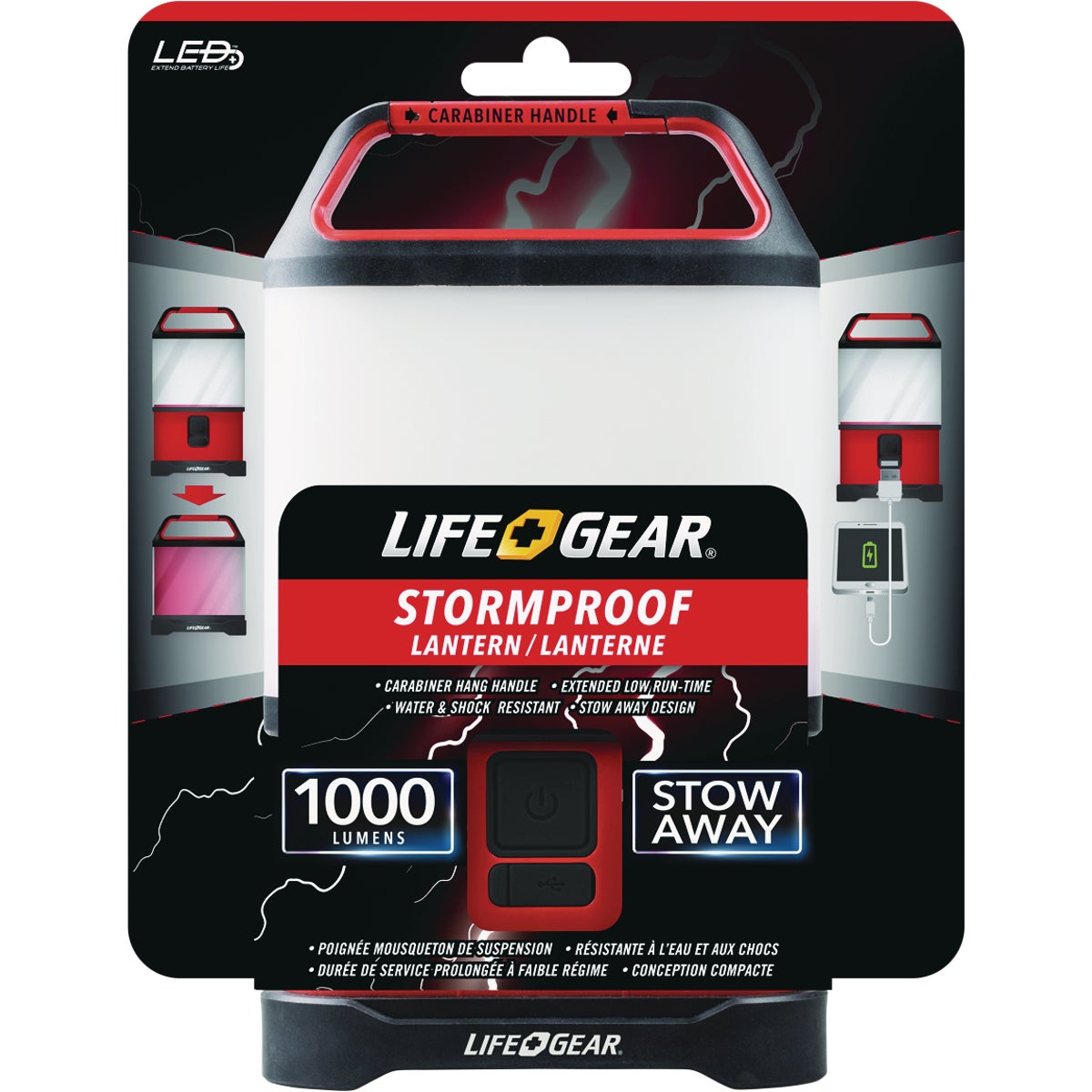 Life Gear Storm Proof Red & Black ABS LED Collapsible Lantern 893871