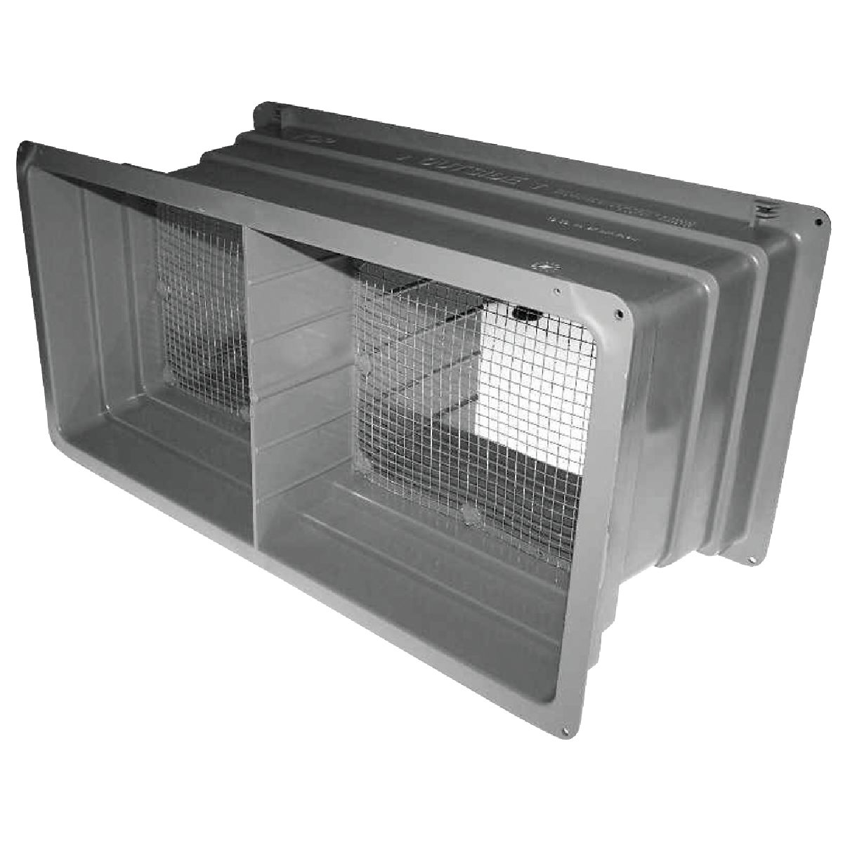 Item 100839, DLX gray plastic foundation vent with 1/4 In.