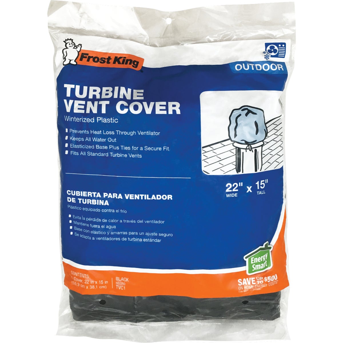 Item 101222, Frost King's winterized plastic turbine vent cover fits over your roof 