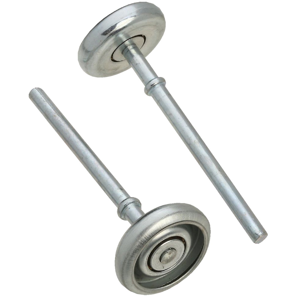 Item 101954, Steel garage door roller with ball bearings and a steel inner race.
