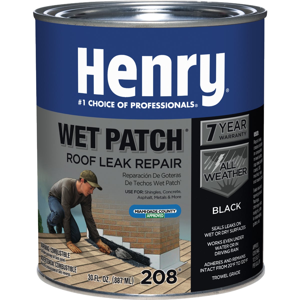 Item 109886, A premium compound for sealing roof leaks on wet surfaces.