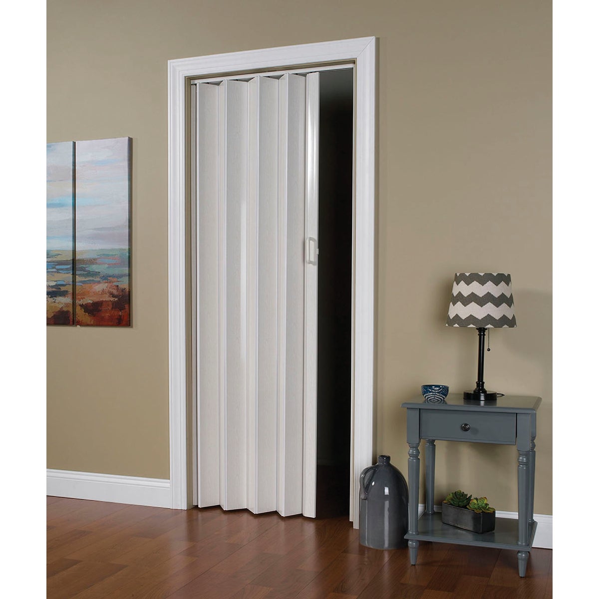 Item 176060, Accordion folding door crafted of energy-efficient, double wall vinyl 