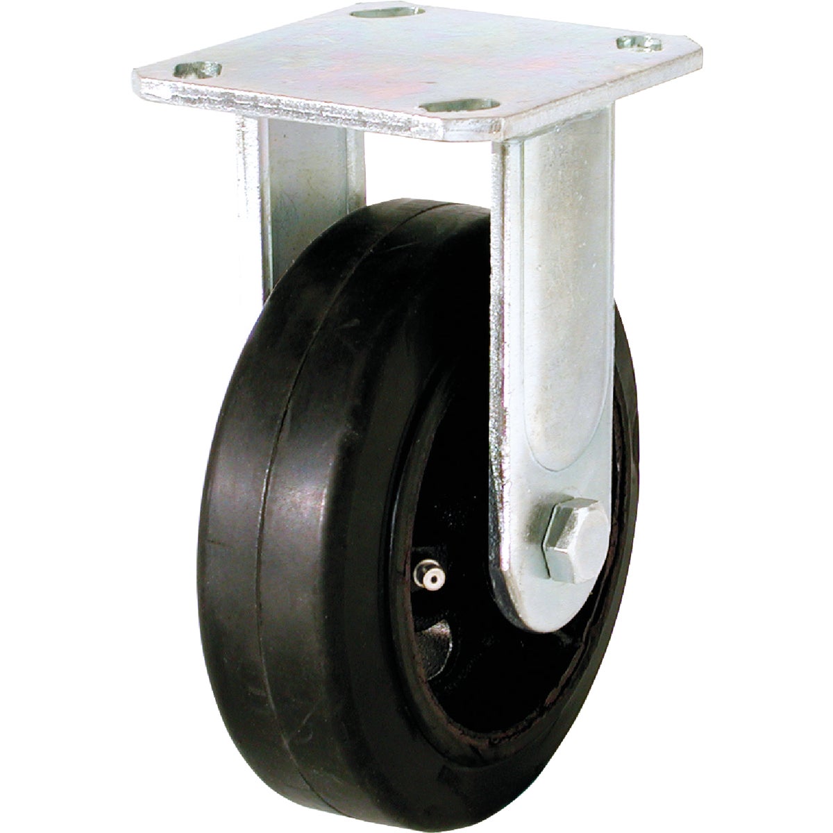 Item 200058, Mold-on rigid rubber casters have a cushioned rubber tread bonded to a cast
