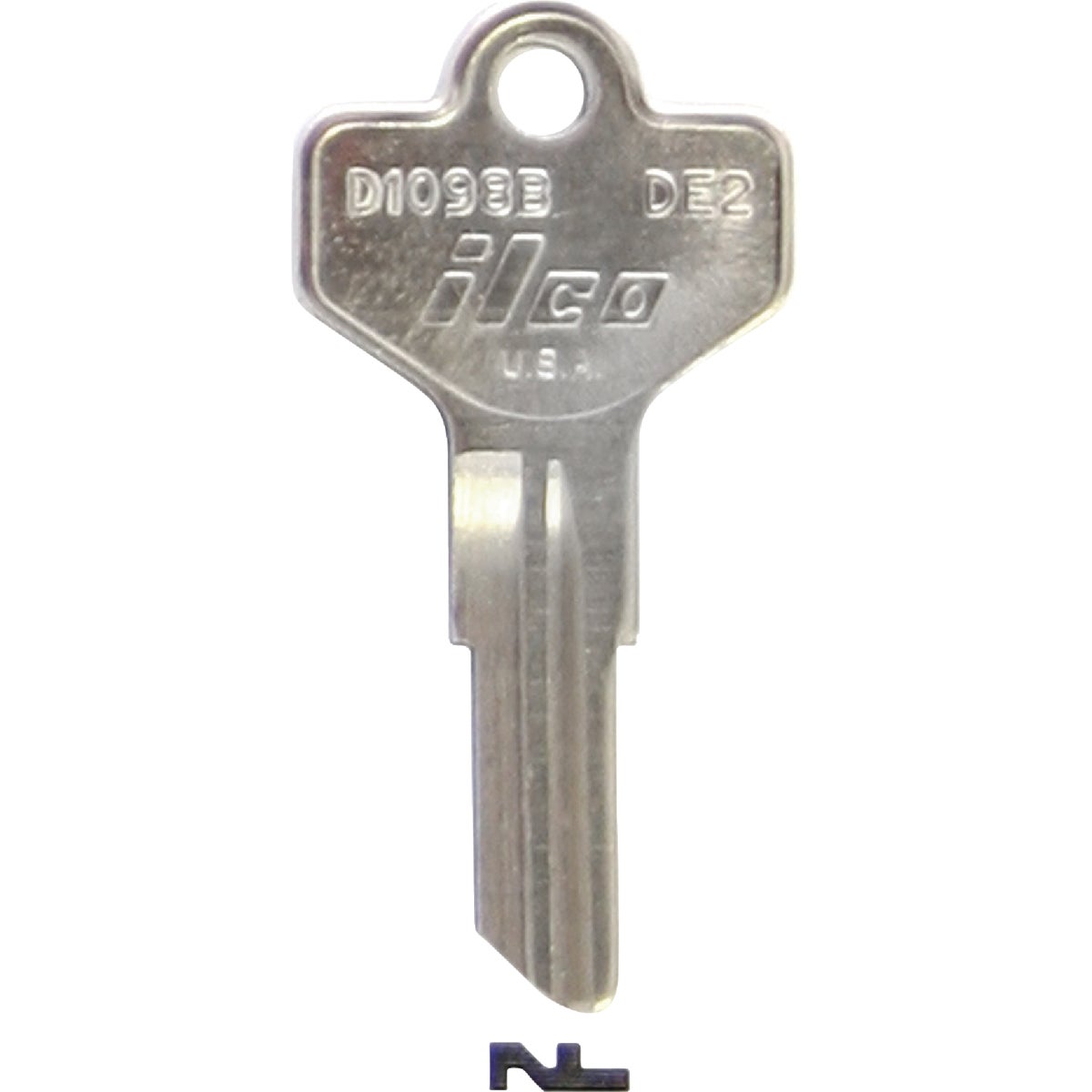 Item 200484, Nickel-plated key blank. When you order one, you will receive 10 keys.