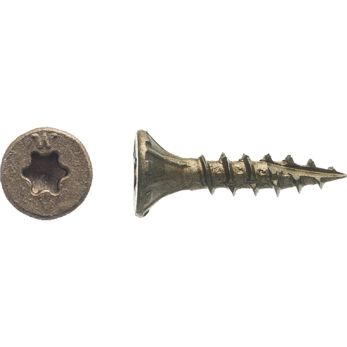 Item 201276, Bronze wood screw features: flat head with nibs, deep thread, hardened 