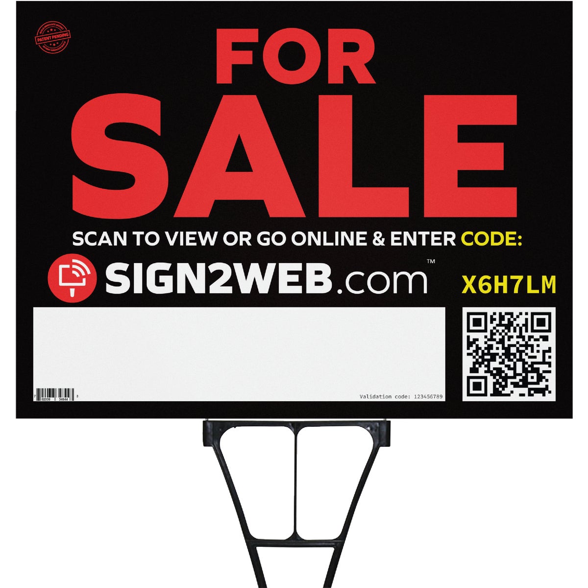 Item 201368, Web enabled For Sale sign showcases your sale with photos and details.