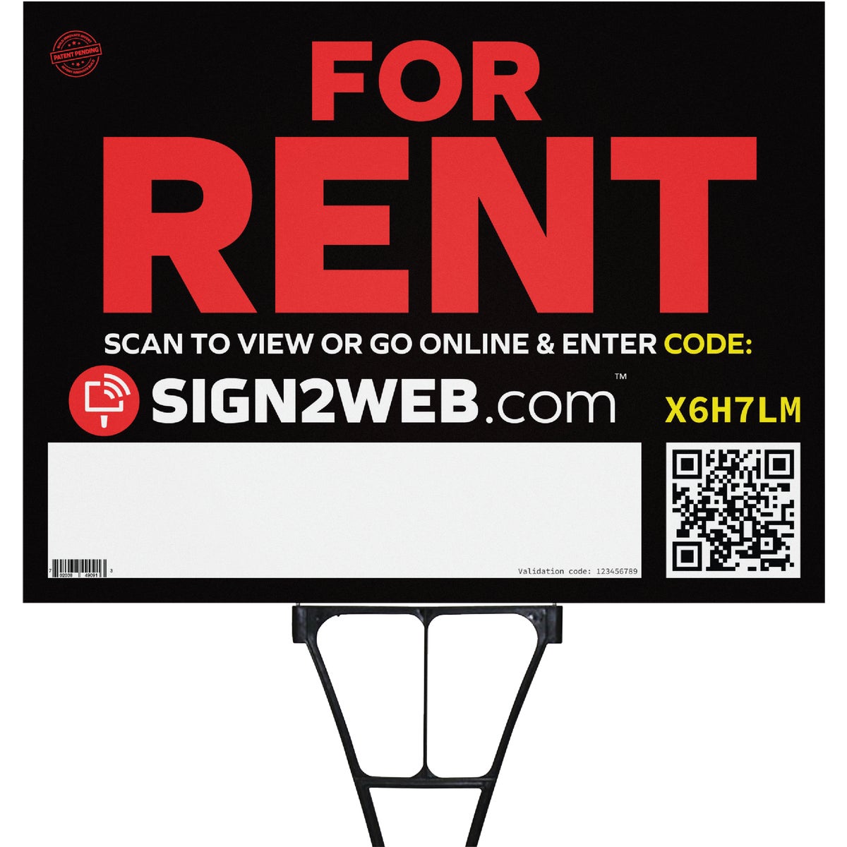 Item 201473, Double-sided web enabled For Rent sign showcases your rental with photos 