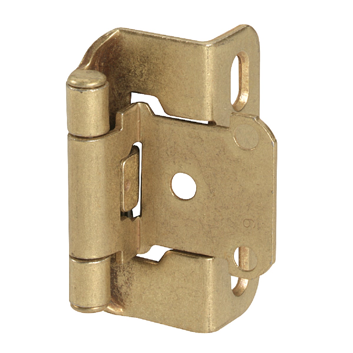 Item 202738, Overlay wrap cabinet door hinge with 105 degree opening angle and self 