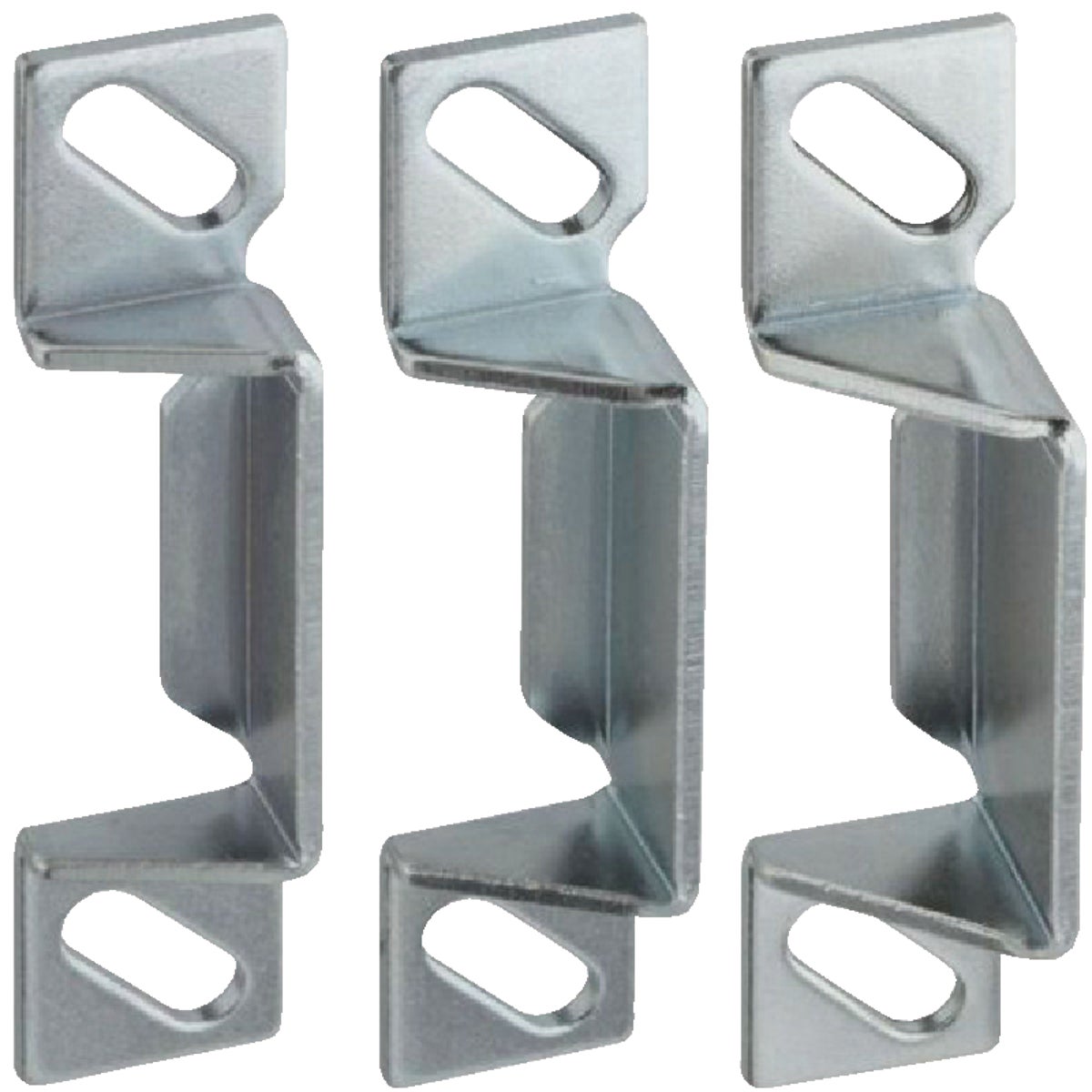 Item 203610, Steel replacement rigid strikes for storm door latches.