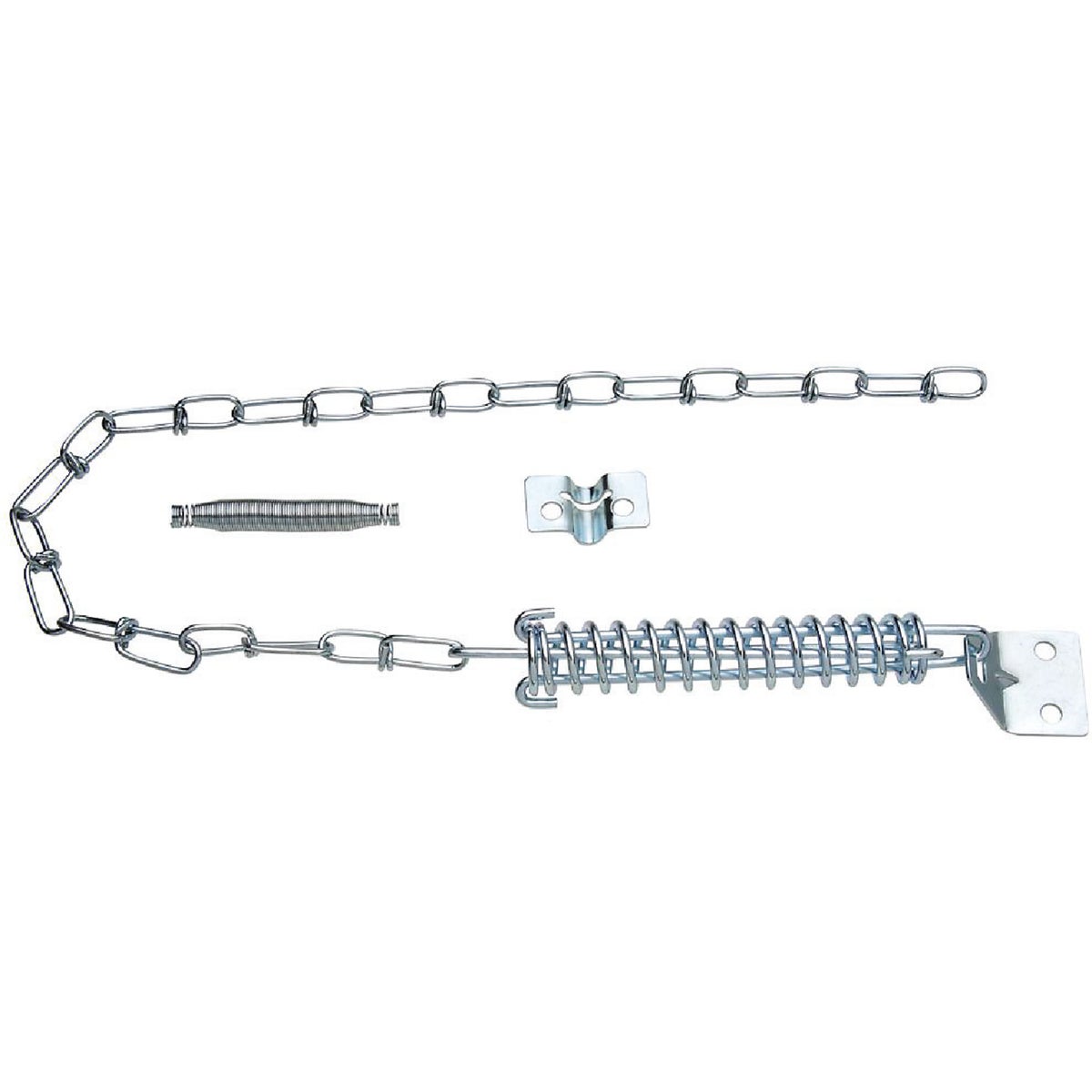 Item 211078, Steel brackets and chain; spring steel. Zinc-plated finish.