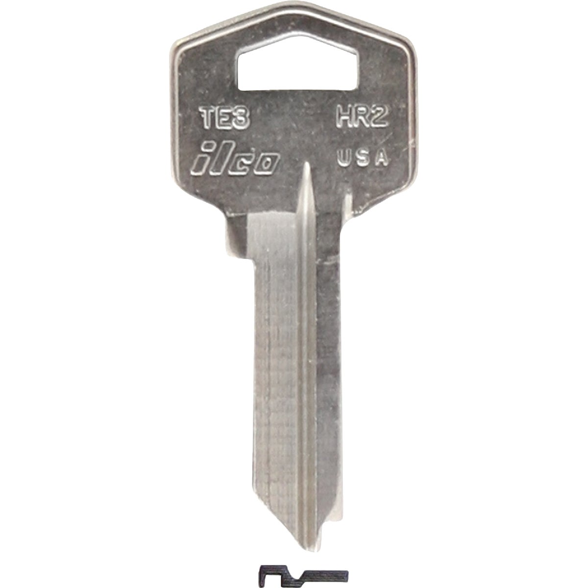 Item 218413, Nickel-plated key blank. When you order one, you will receive 10 keys.