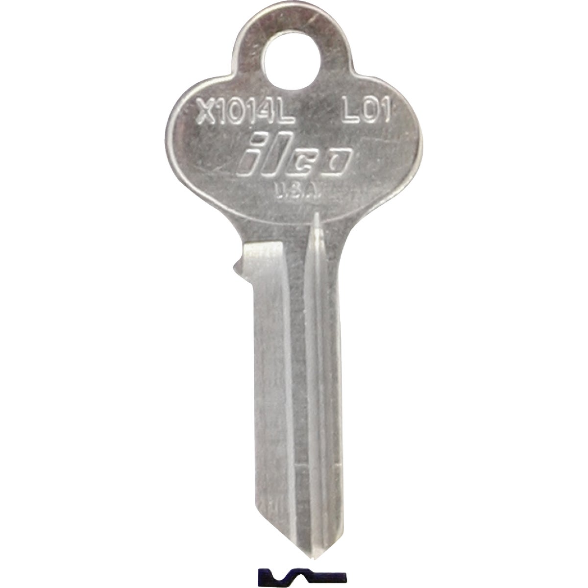 Item 223603, Nickel-plated key blank. When you order one, you will receive 10 keys.