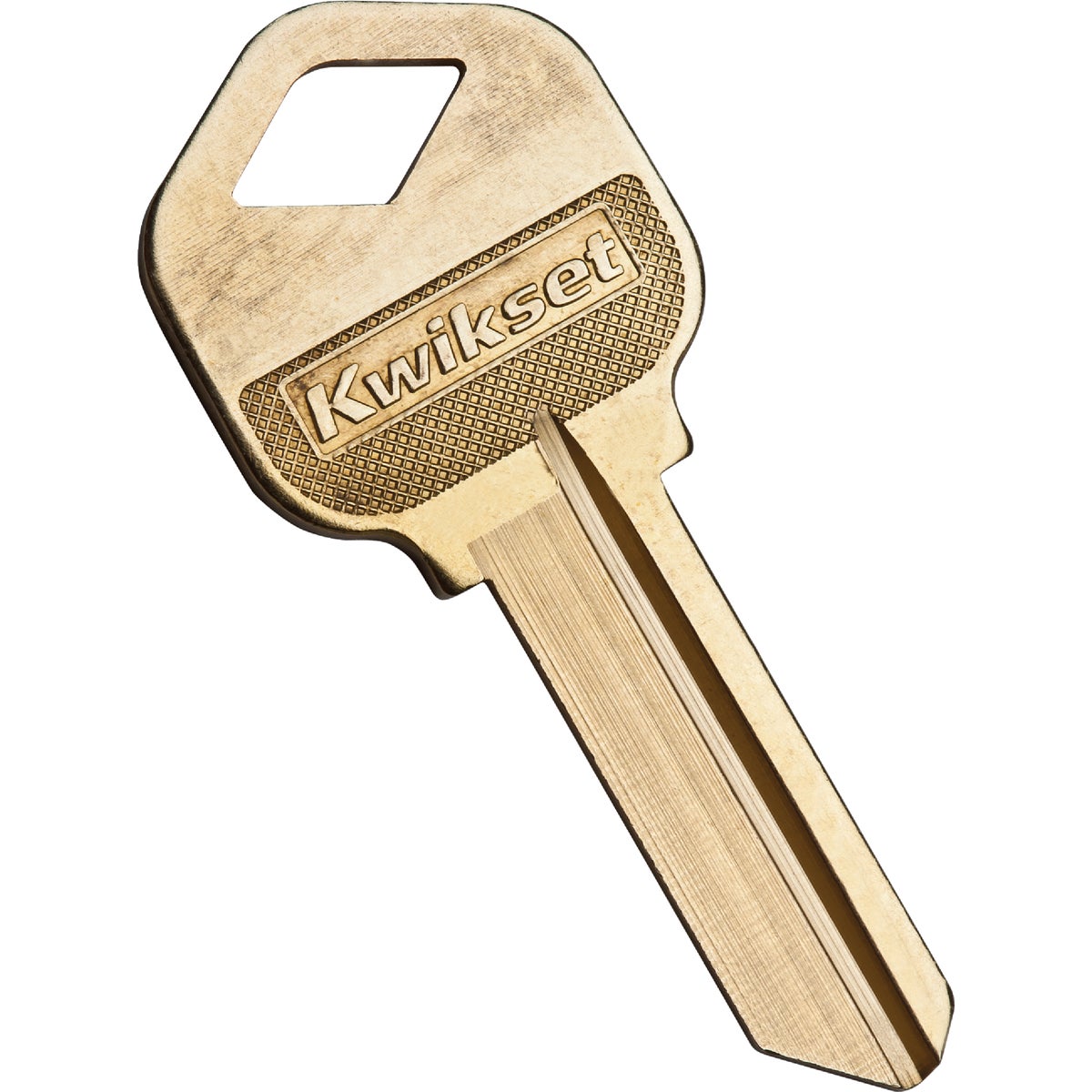 Item 227613, Original extra "K" key blank. Brass construction with nickel plating.