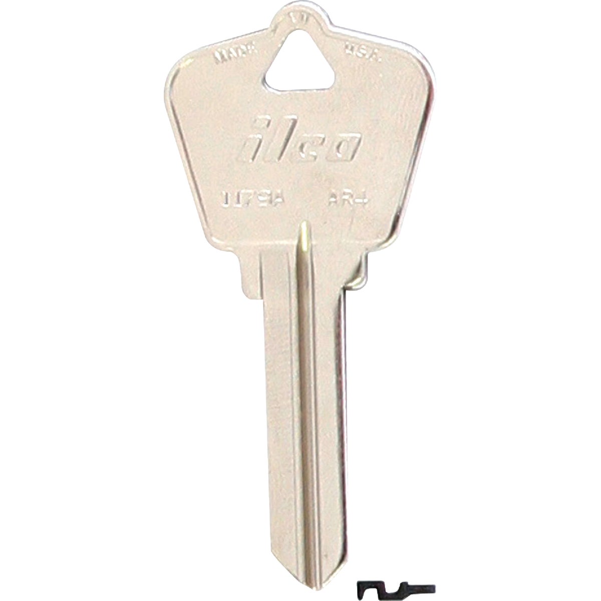 Item 228827, Nickel-plated key blank. When you order one, you will receive 10 keys.
