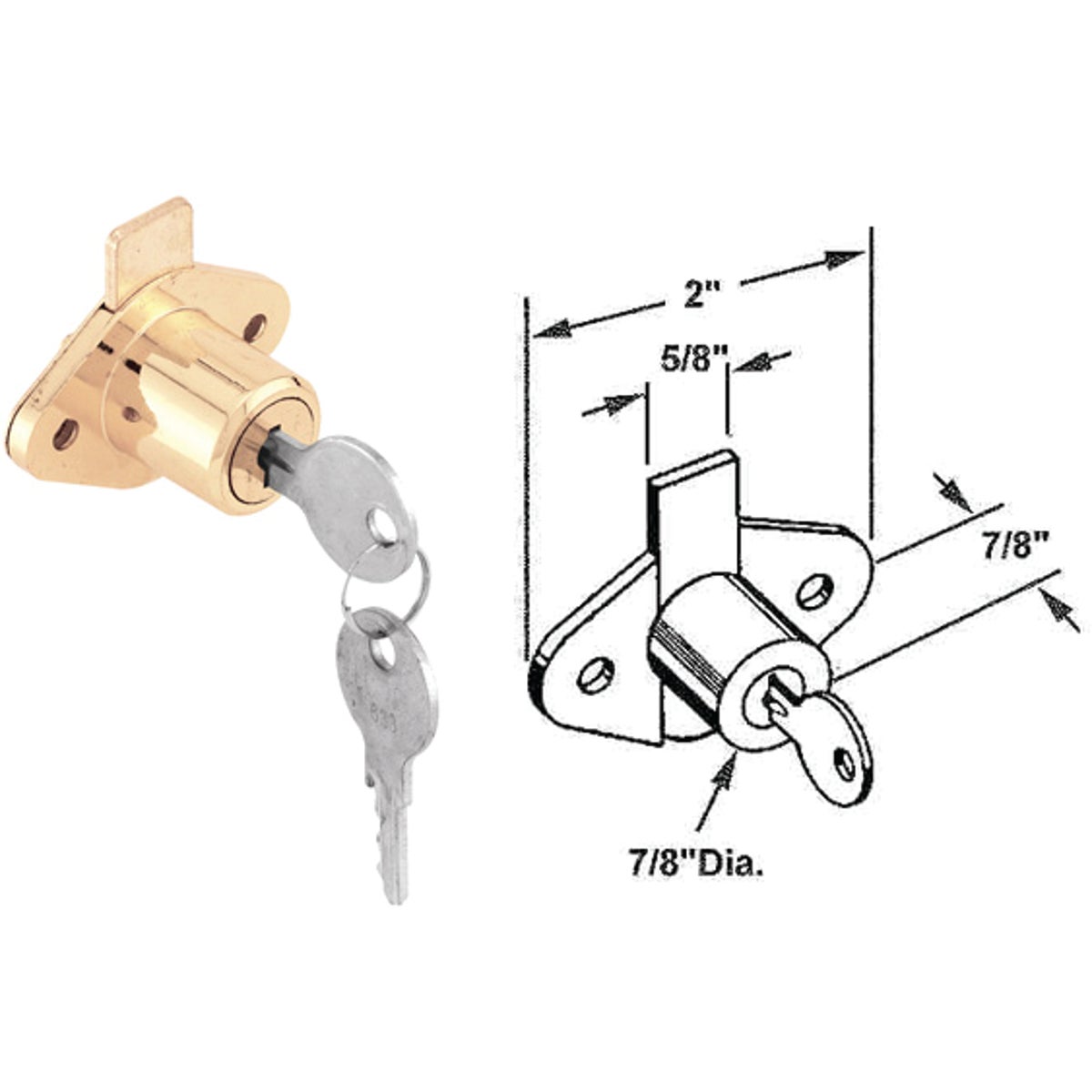Item 233642, Flush mounting drawer and cabinet lock. For material thickness of 7/8".