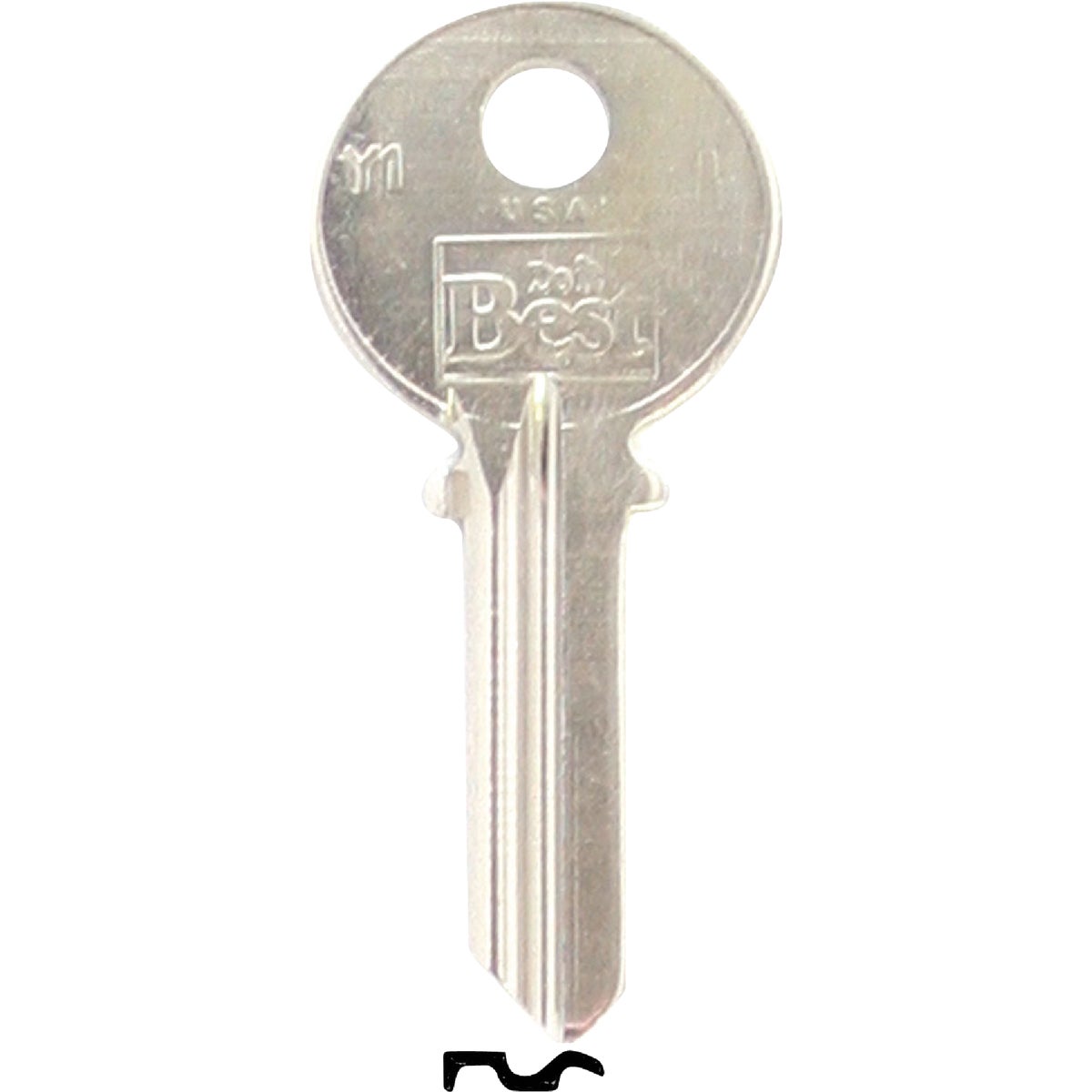Item 237372, Nickel-plated key blank. When you order one, you will receive 10 keys.