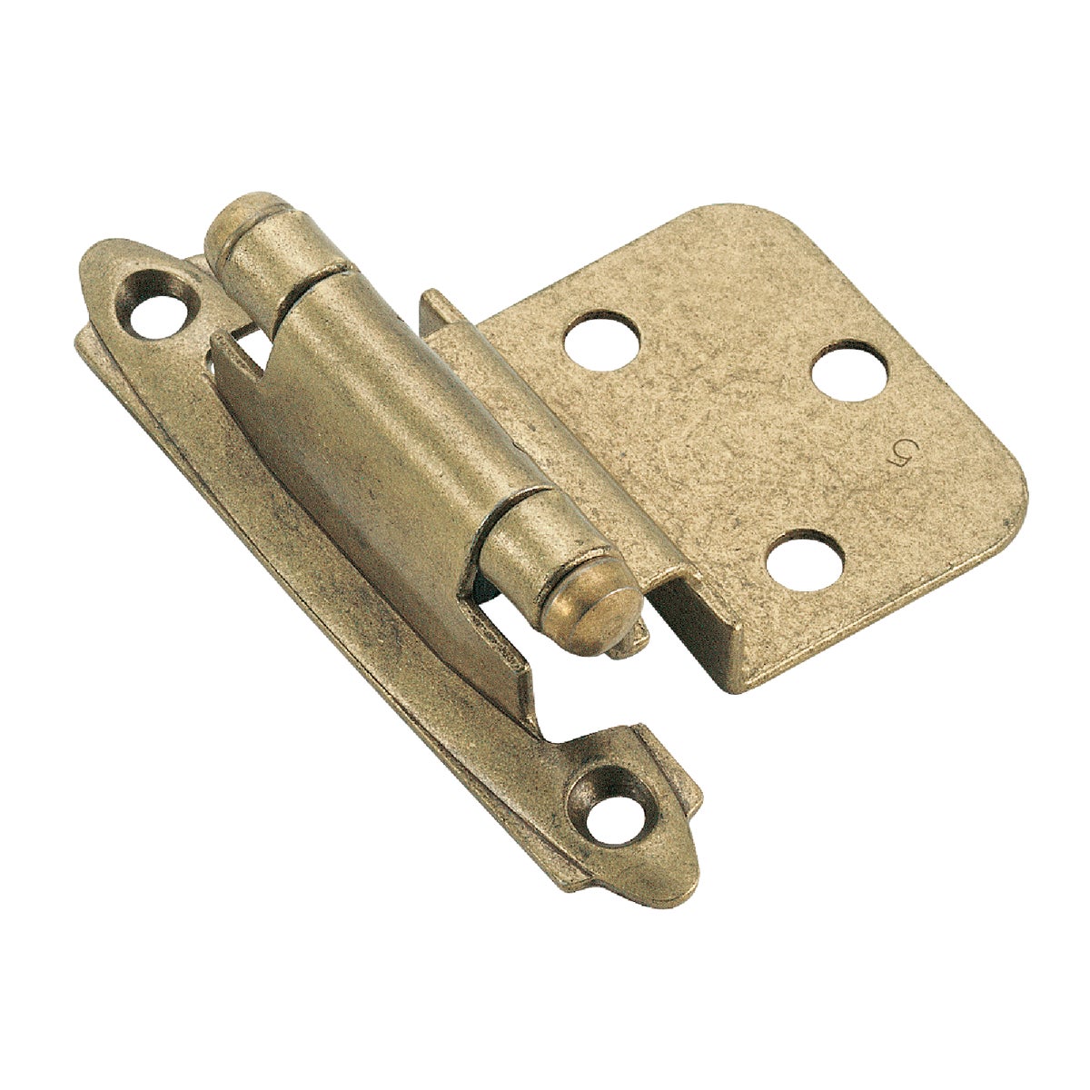 Item 238308, Inset surface mount cabinet door hinge with 105 degree opening angle and 