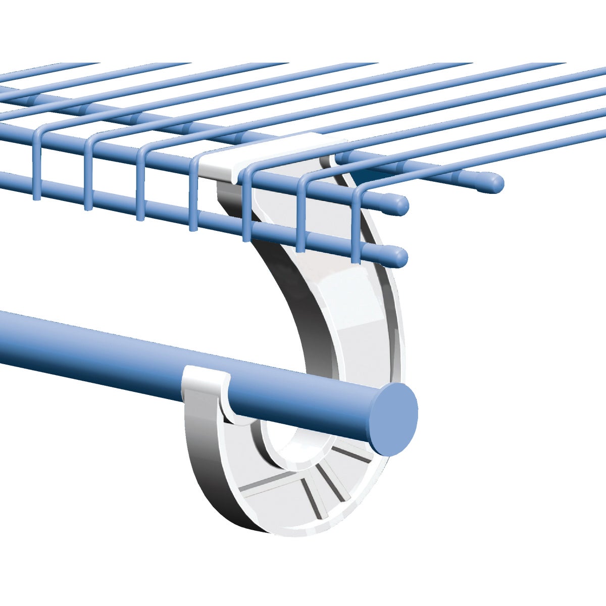 Item 238718, SuperSlide rod support snaps onto SuperSlide shelf to support hang rod.