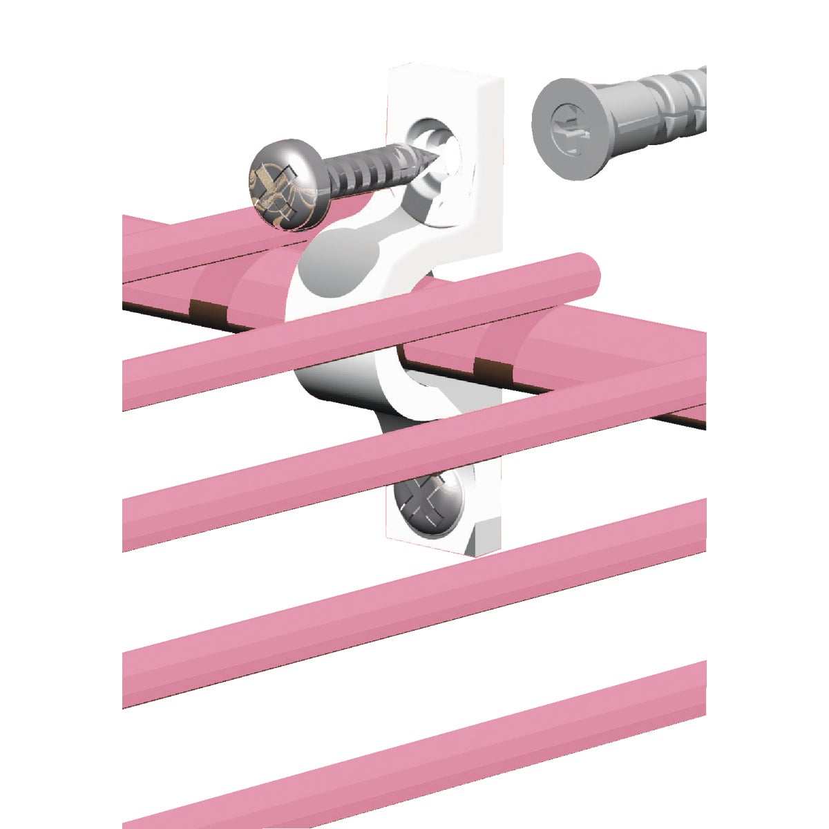 Item 238754, Concrete stud wire shelf U-shaped shelf clips.