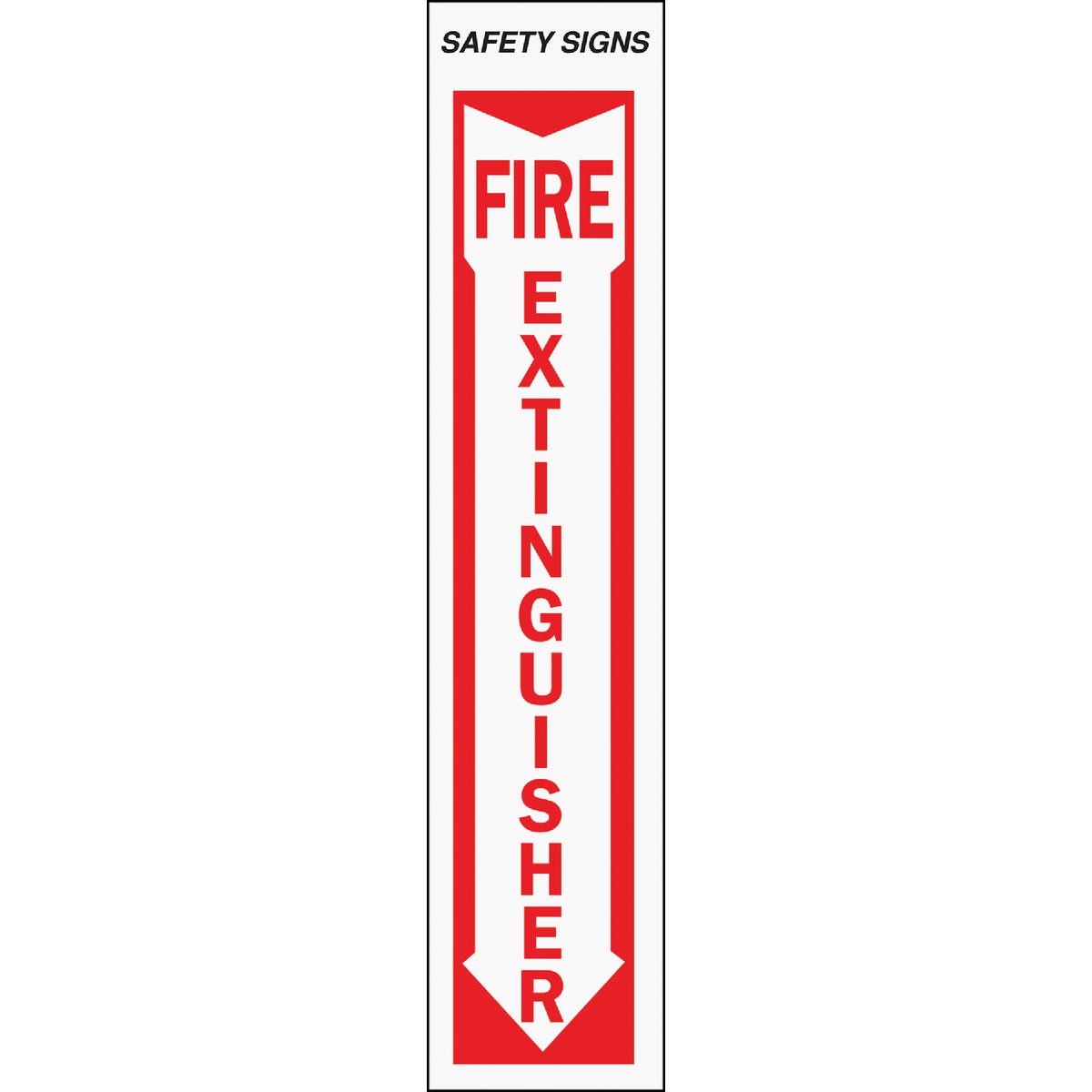 Item 242985, Fire Extinguisher Sign features durable plastic that is UV-resistant, ideal