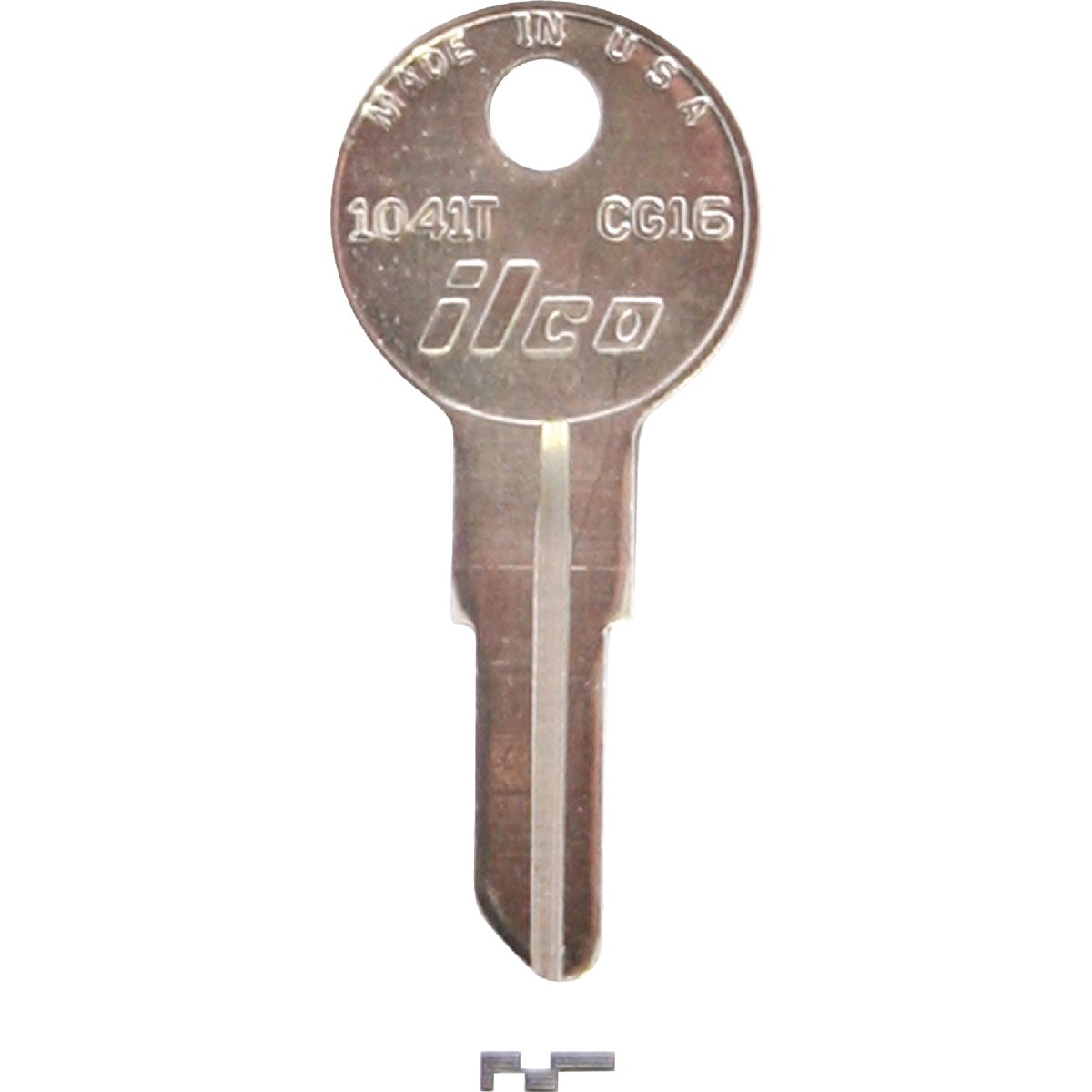 Item 243094, Nickel-plated key blank. When you order one, you will receive 10 keys.