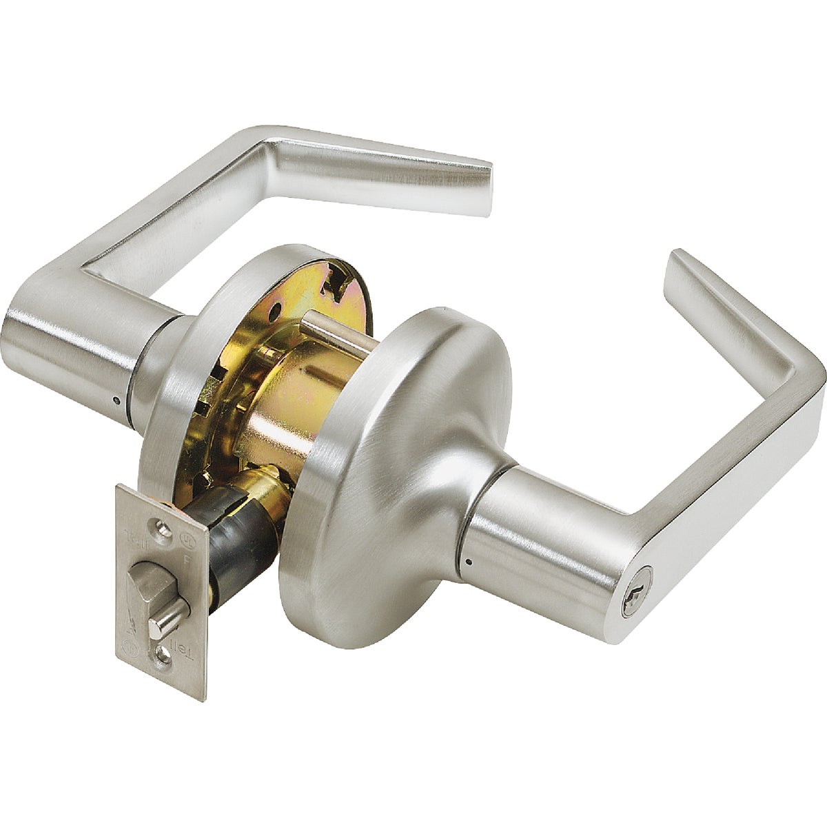 Item 243841, (LC2481). Heavy-duty commercial entry lever. Satin chrome (US26D) finish.
