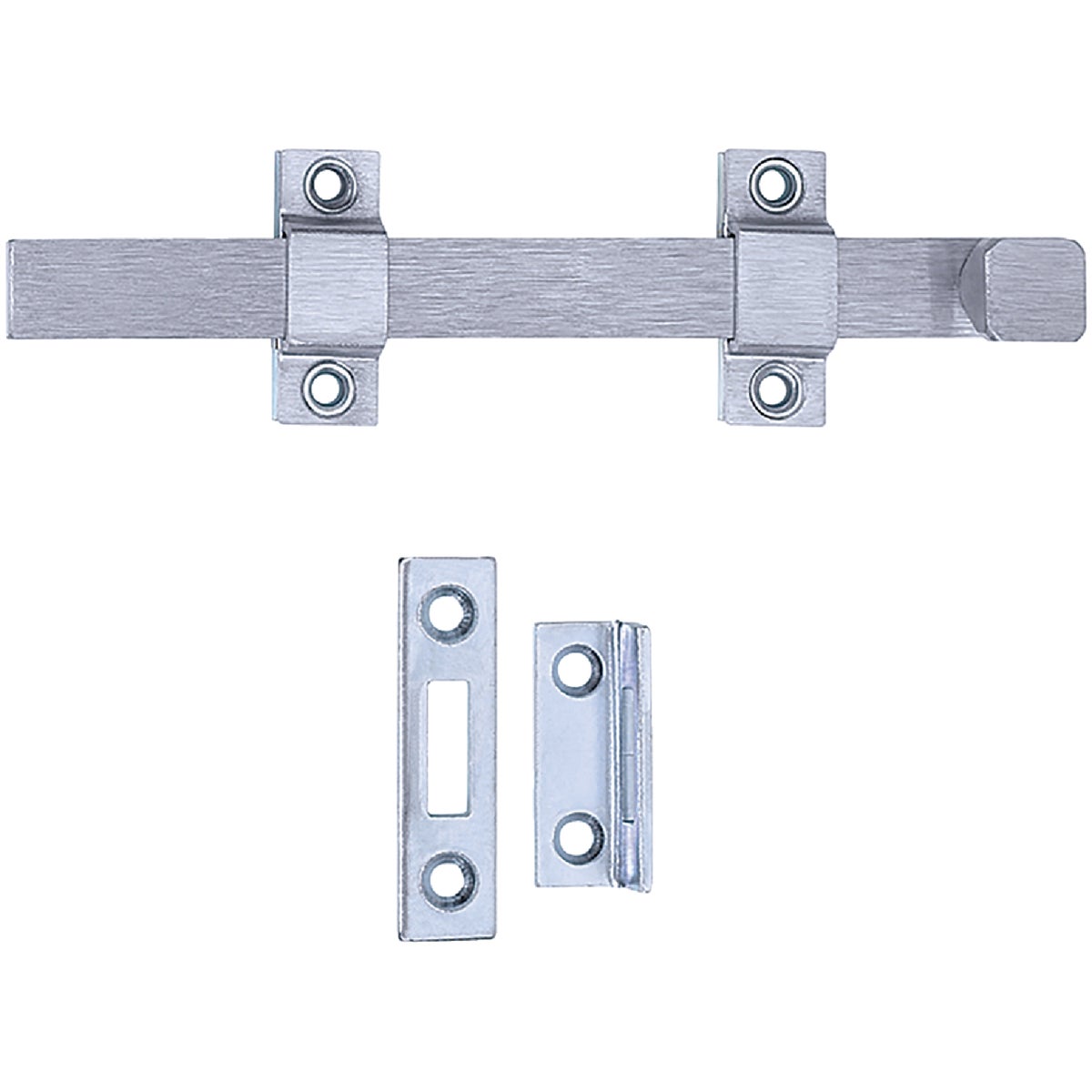 Item 256826, Sturdy solid brass bolt with a satin chrome finish is great for outdoor use