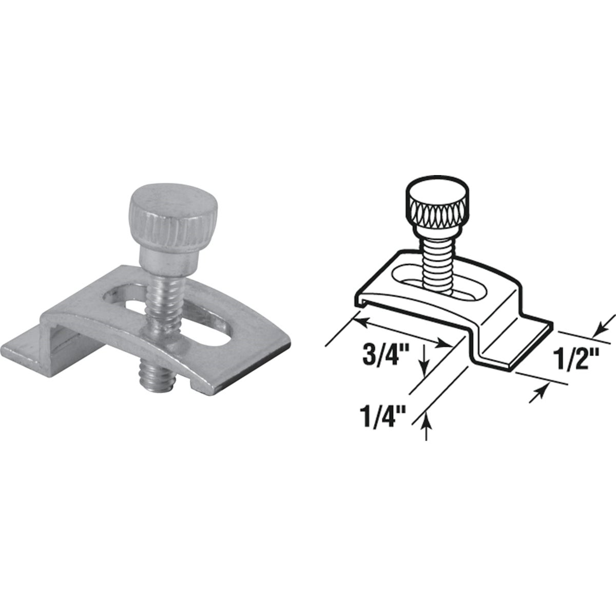 Item 258725, Aluminum clips used to secure storm window panels to storm doors.