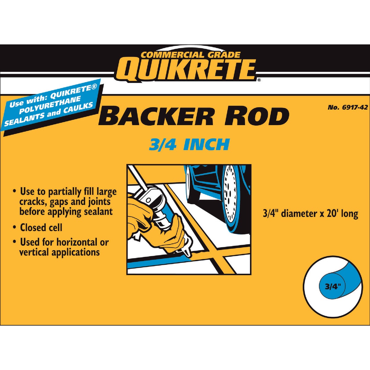 Item 260043, Backer rod is a nonabsorbent, compressible rod foam rope used to partially 