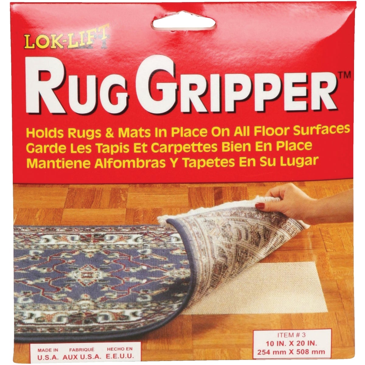 Item 260370, Lok-Lift rug gripper is designed to hold small rugs and mats in place on 