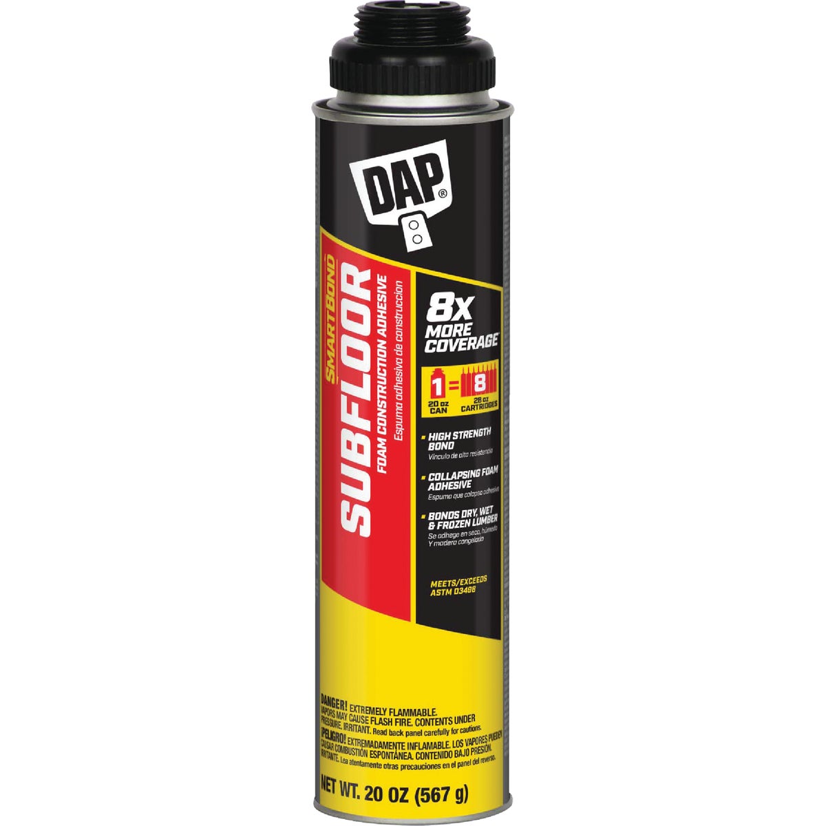 Item 260686, Dap SmartBond SubFloor is a high strength polyurethane foam adhesive that 