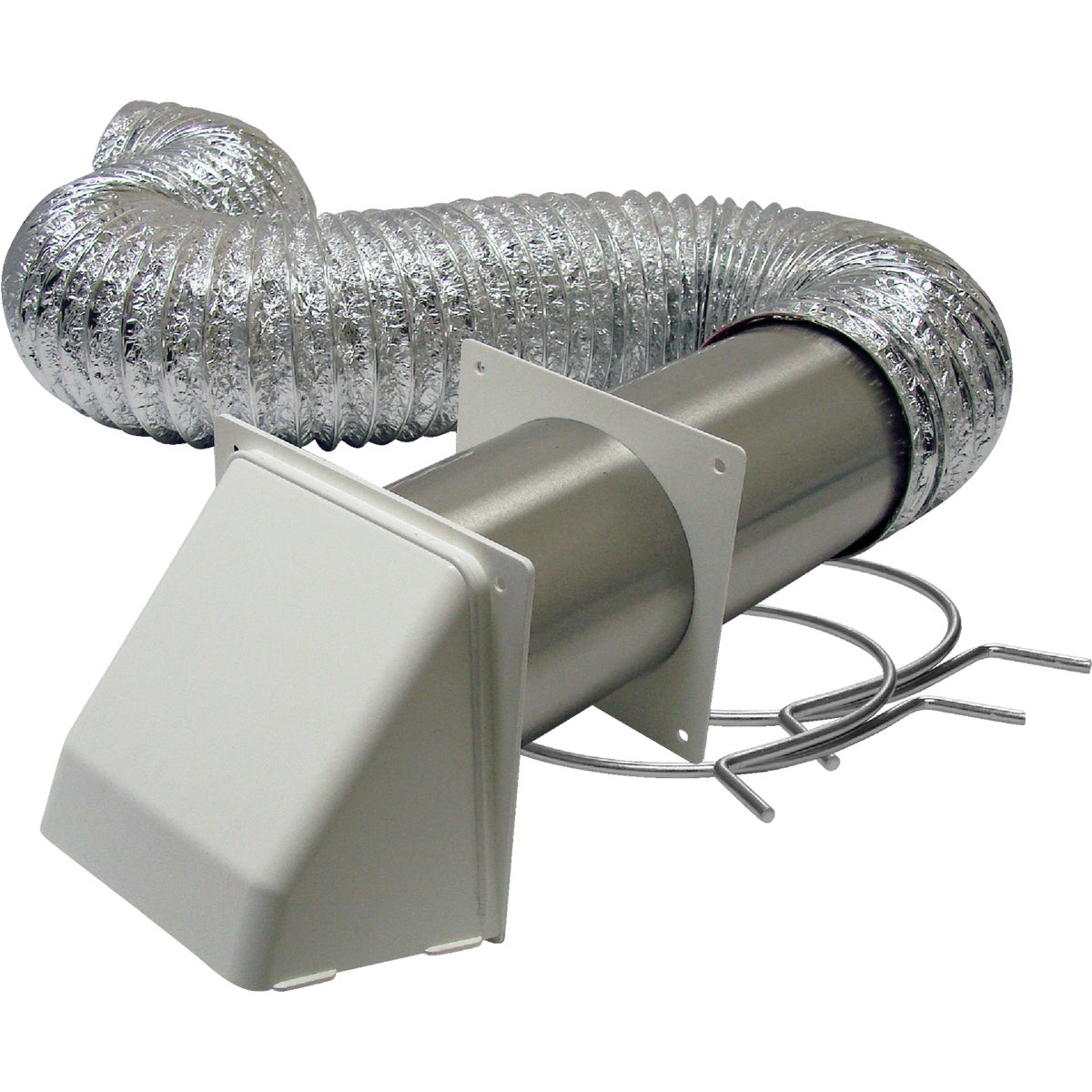 Item 260771, The Lambro white plastic hood clothes dryer exhaust vent kit featuring 4 In