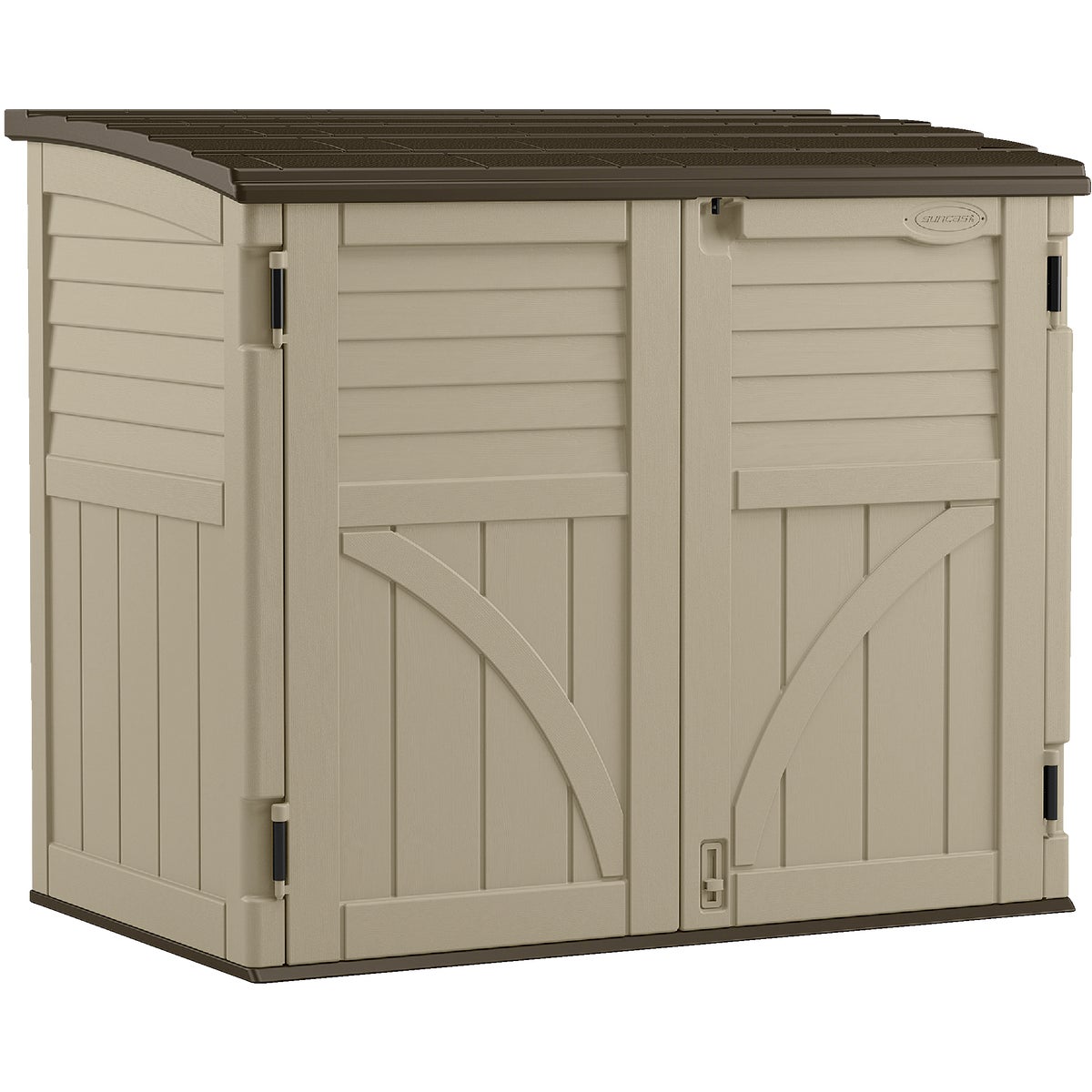 Item 260881, This stylish Horizontal Shed has a compact profile low enough to nestle 