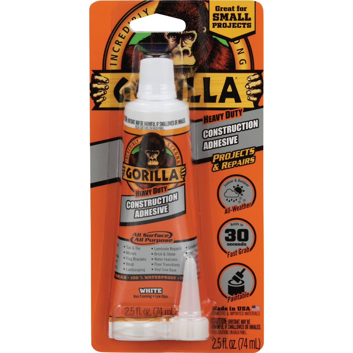 Item 261107, All surface and all purpose indoor/outdoor Gorilla construction adhesive 