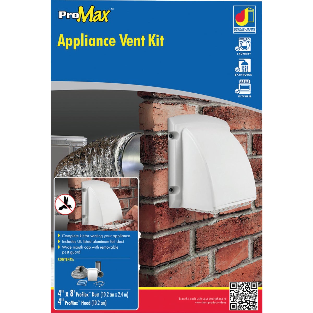 Item 264939, Professional series dryer vent kit for exhausting gas and electric clothes 