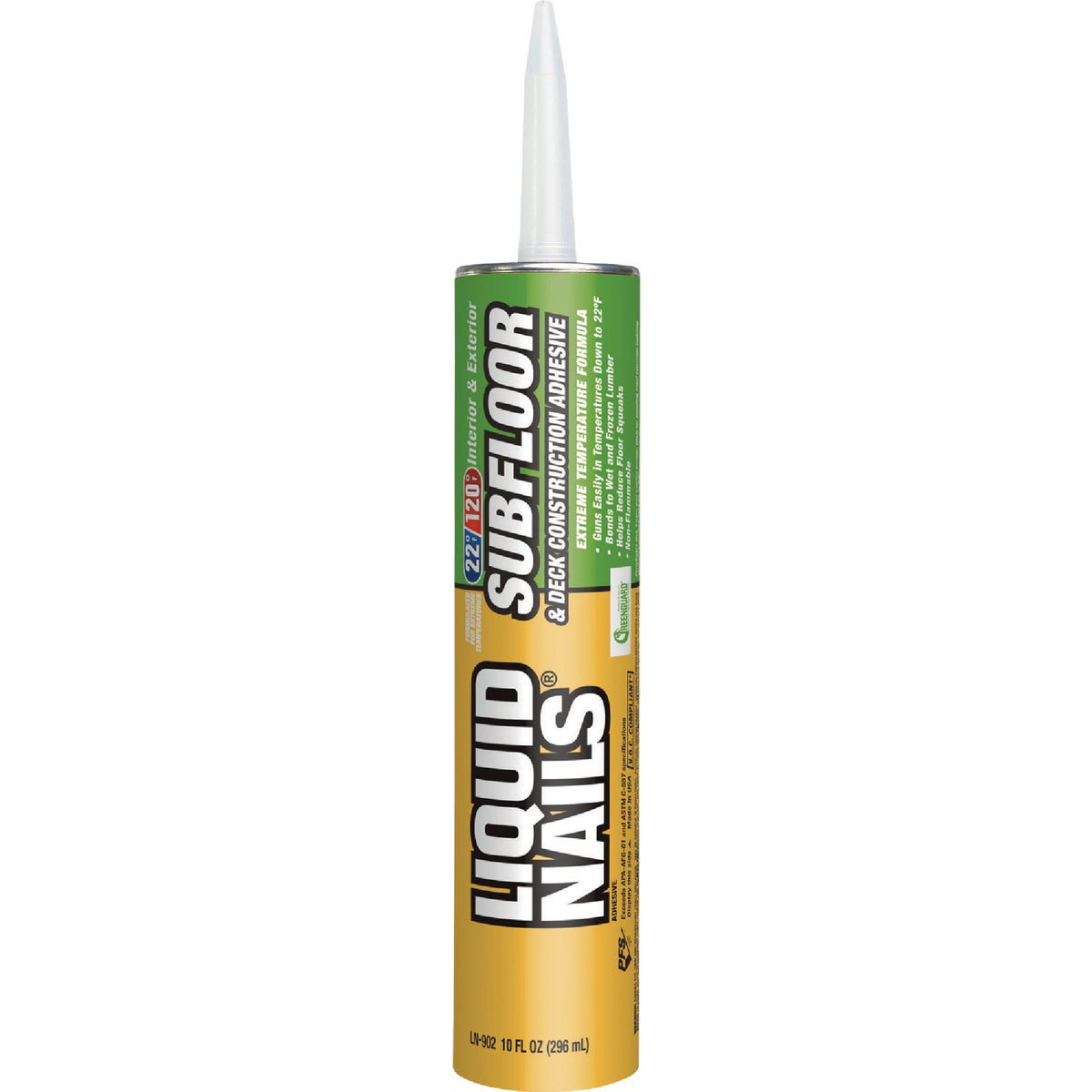 Item 265403, Latex-based, non-flammable, VOC Subfloor &amp; Deck Construction Adhesive 