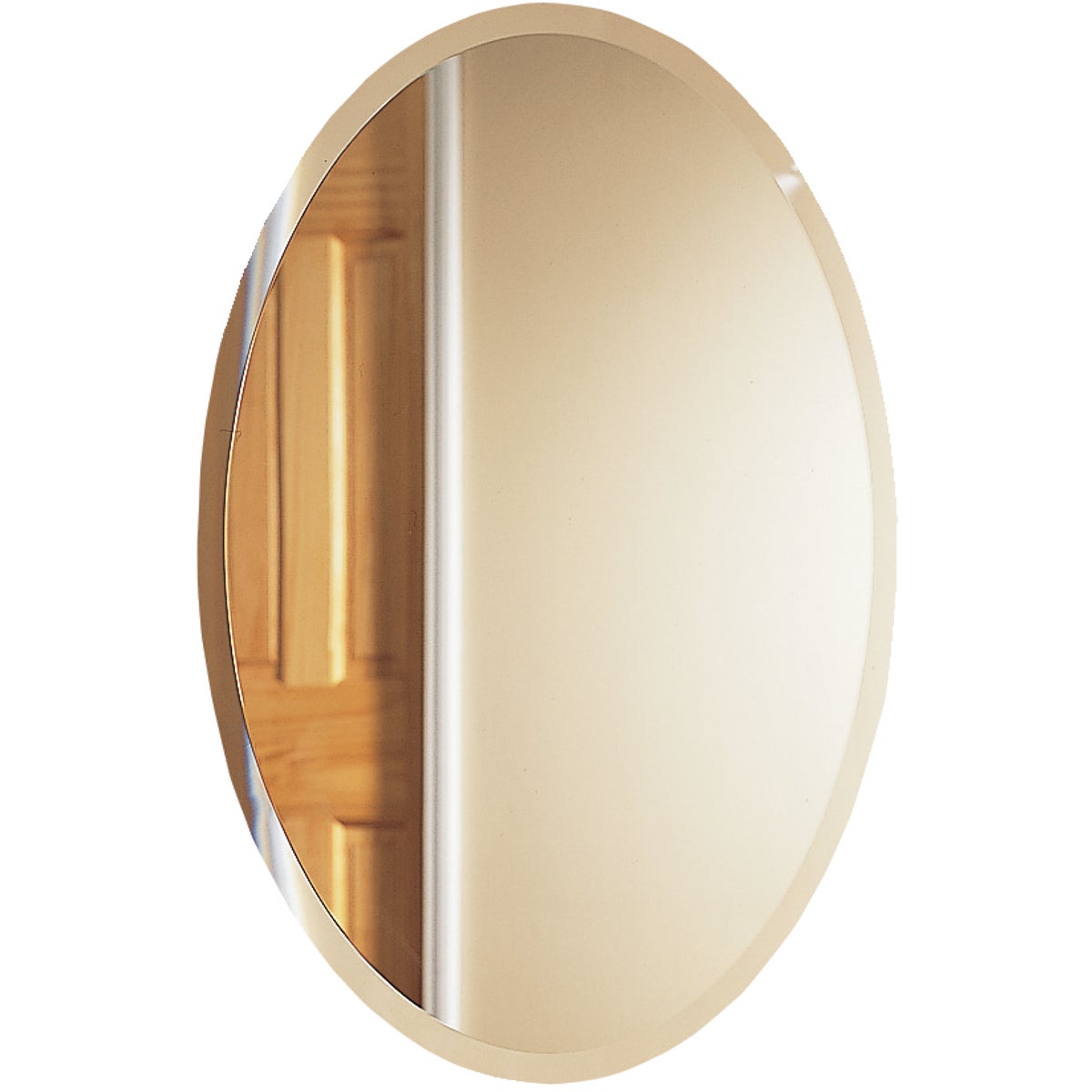 Item 274303, Contemporary frameless oval swing door medicine cabinet is equipped with 