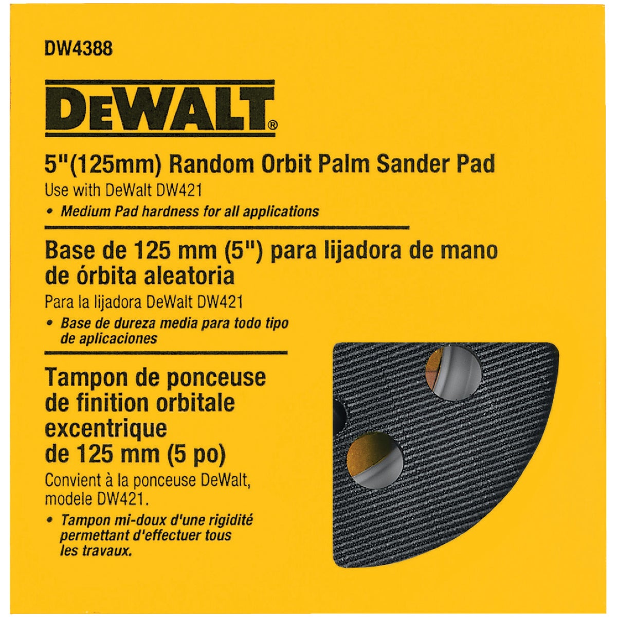 Item 301071, Eight hole pad for random orbit palm sanders with dust collection.